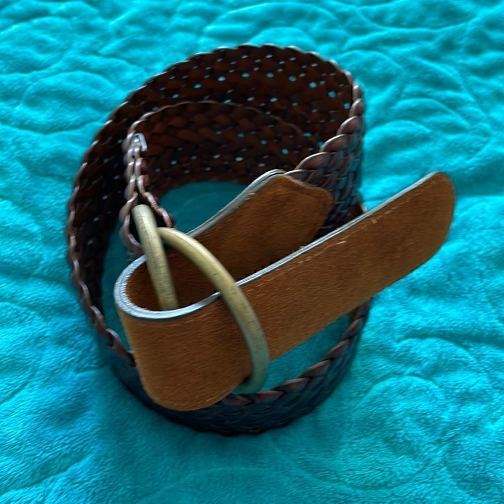 Brown Braided 2” Wide Belt with Suede End